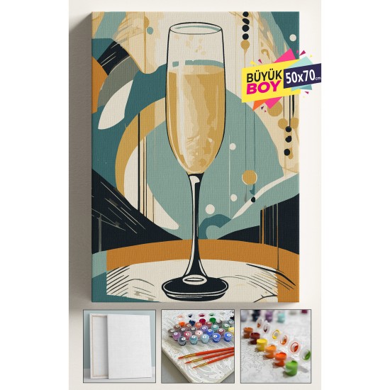 Sayılarla Boyama Seti Numaralı Tuval Fırça Boya Dahil Kasnaklı Set 50x70 Cm - ŞAMPANYA BARDAĞI Sayılarla Boyama Seti Numaralı Tuval Fırça Boya Dahil Kasnaklı Set 50x70 Cm - ŞAMPANYA BARDAĞI
