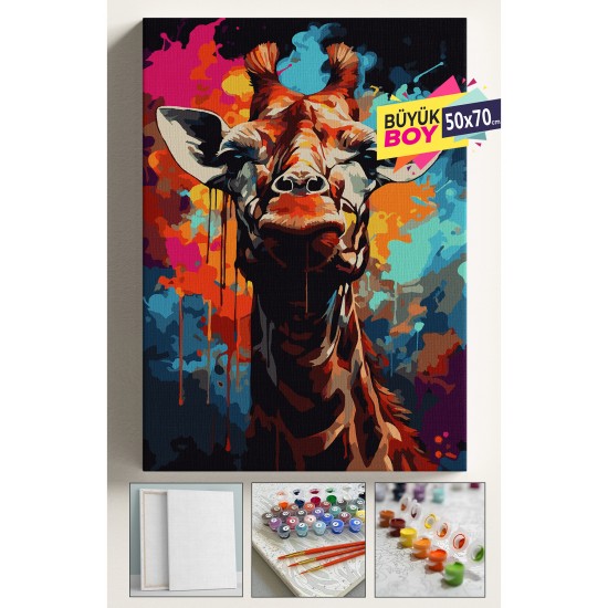 Sayılarla Boyama Seti Numaralı Tuval Fırça Boya Dahil Kasnaklı Set 50x70 Cm - ZÜRAFA Sayılarla Boyama Seti Numaralı Tuval Fırça Boya Dahil Kasnaklı Set 50x70 Cm - ZÜRAFA