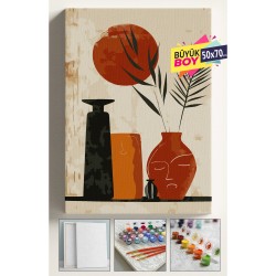Sayılarla Boyama Seti Numaralı Tuval Fırça Boya Dahil Kasnaklı Set 50x70 Cm - VAZODA 2 Lİ YÜZ