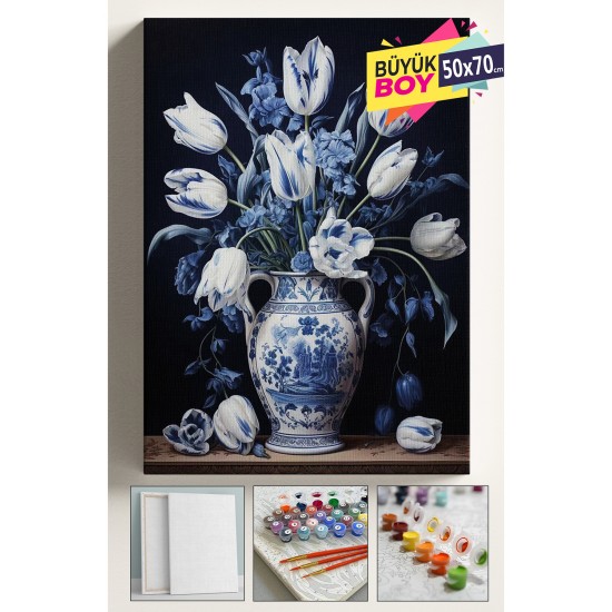 Sayılarla Boyama Seti Numaralı Tuval Fırça Boya Dahil Kasnaklı Set 50x70 Cm - MAVİ VAZO Sayılarla Boyama Seti Numaralı Tuval Fırça Boya Dahil Kasnaklı Set 50x70 Cm - MAVİ VAZO